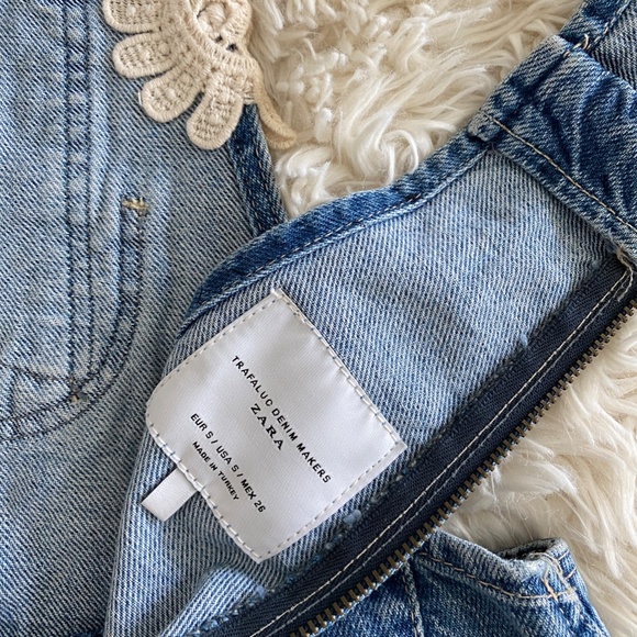 Zara Denim and Lace Overall Skort Dress - Picture 7 of 10